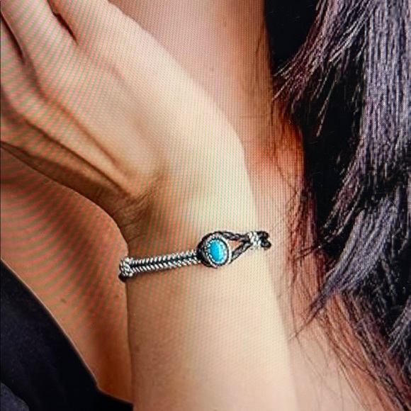 American West Sterling and Turquoise Leather Bracelet - Picture 9 of 9